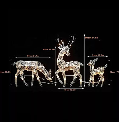 Led Light Glowing Glitter Reindeer Xmas Home Outdoor Yard Ornament Decor