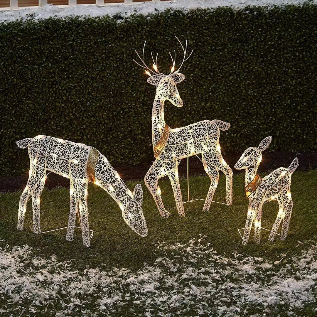 Led Light Glowing Glitter Reindeer Xmas Home Outdoor Yard Ornament Decor