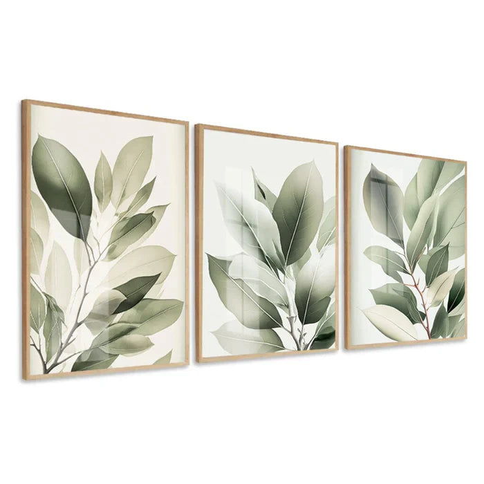 Set of 3 Decorative Foliage Boards Green Leaves