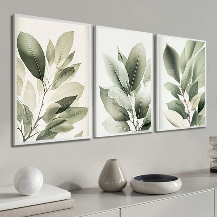 Set of 3 Decorative Foliage Boards Green Leaves