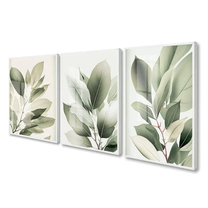 Set of 3 Decorative Foliage Boards Green Leaves